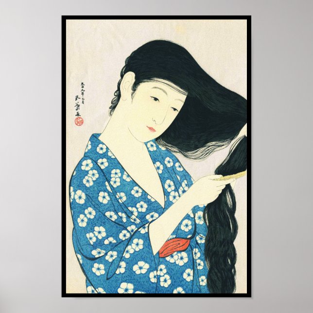 Woman Combing Her Hair Hashiguchi Goyo Poster (Front)