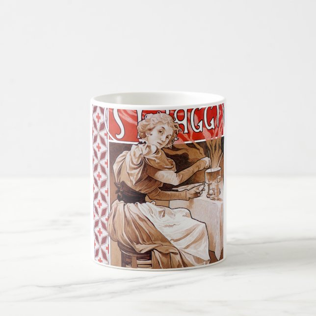 Woman Cooking, Alphonse Mucha Coffee Mug (Center)