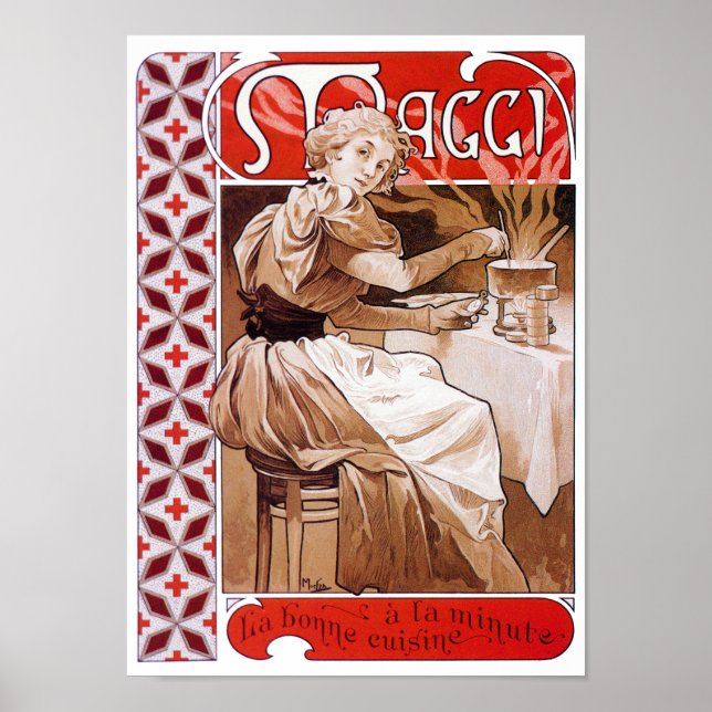 Woman Cooking, Alphonse Mucha Poster (Front)