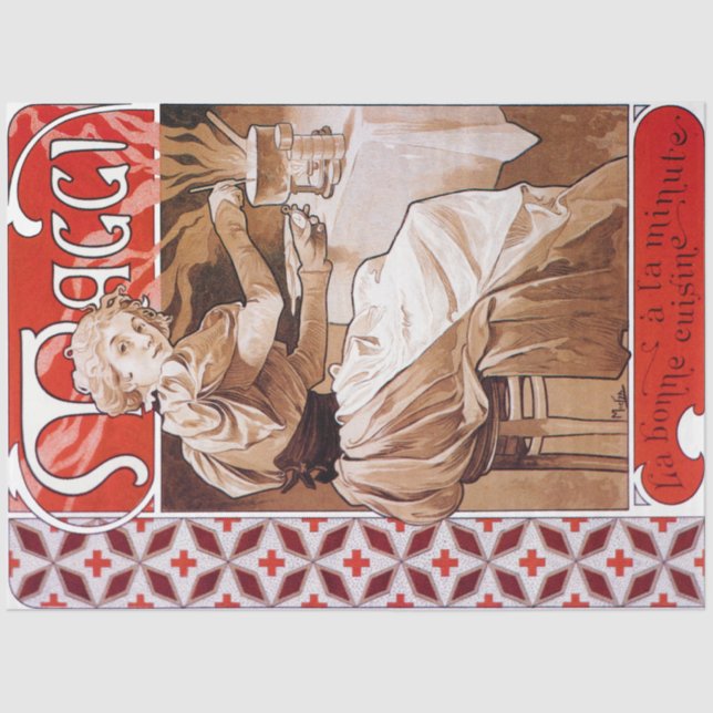 Woman Cooking, Alphonse Mucha Tissue Paper (Front)