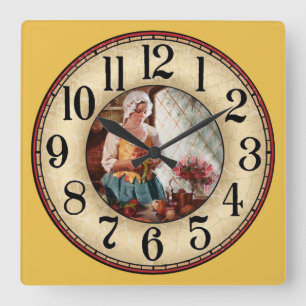 Woman Cooking Square Wall Clock