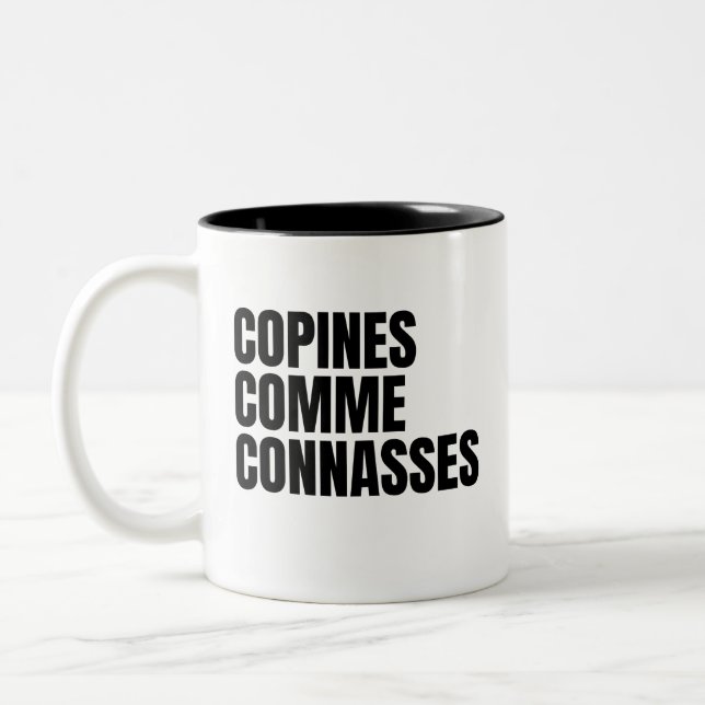 Woman Copies As Bitches Two-Tone Coffee Mug (Left)