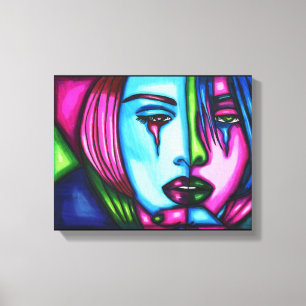 Woman Crying Face Abstract Original Art Canvas Print