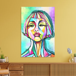 Woman Cubism Art Style Canvas Print