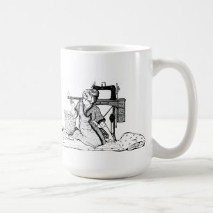 Woman cutting Fabric - I Love to Sew Mug
