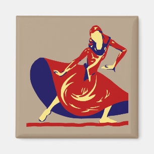 Woman Dancer with Red Dress DANCE GIFT MAGNET