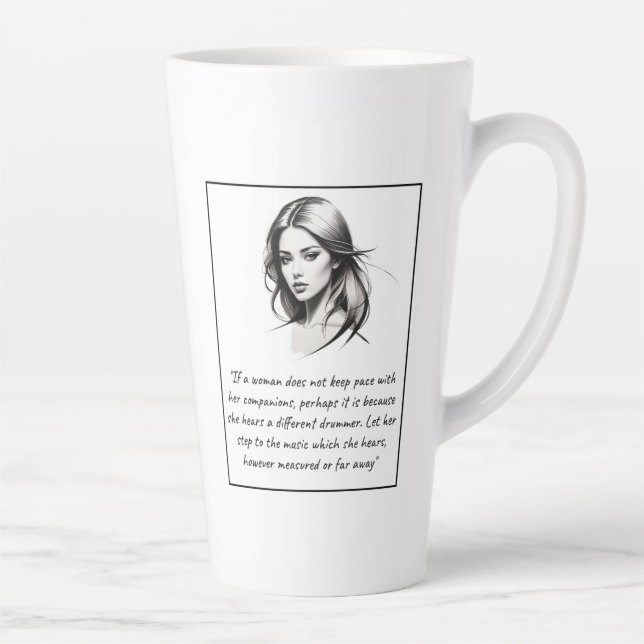 Woman -- Different Drummer Quote Latte Mug (Right)