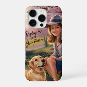 Woman Dog Park Bench Portrait iPhone 16 Pro Case