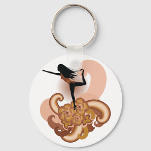 Woman Doing Yoga Keychain