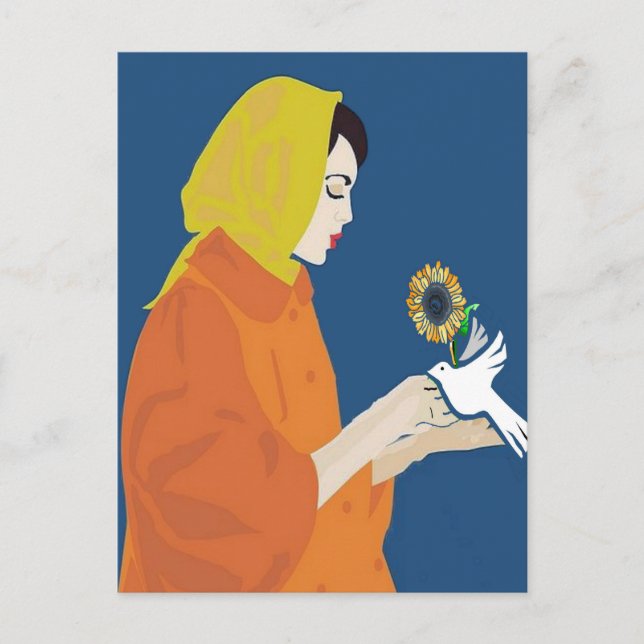 Woman Dove & Sunflower Card (Front)