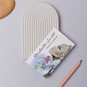 Woman drawing Make-up artist business card design