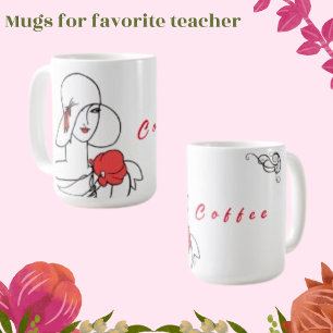 Woman Drawing Stylized Silhouette Coffee Mug