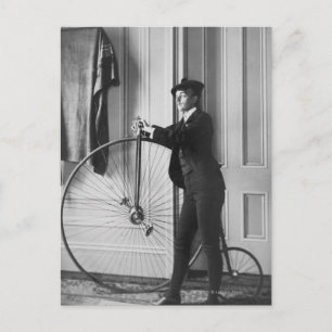 Woman Dressed as Man with Bicycle Postcard