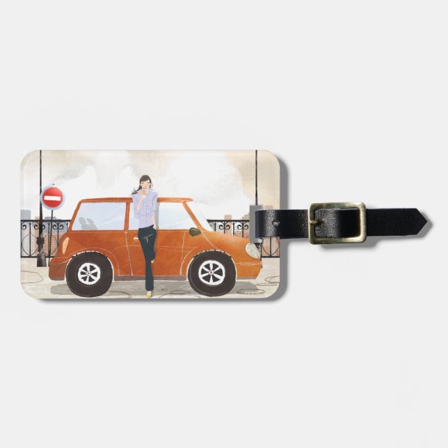 Woman Drinking Luggage Tag (Front Horizontal)