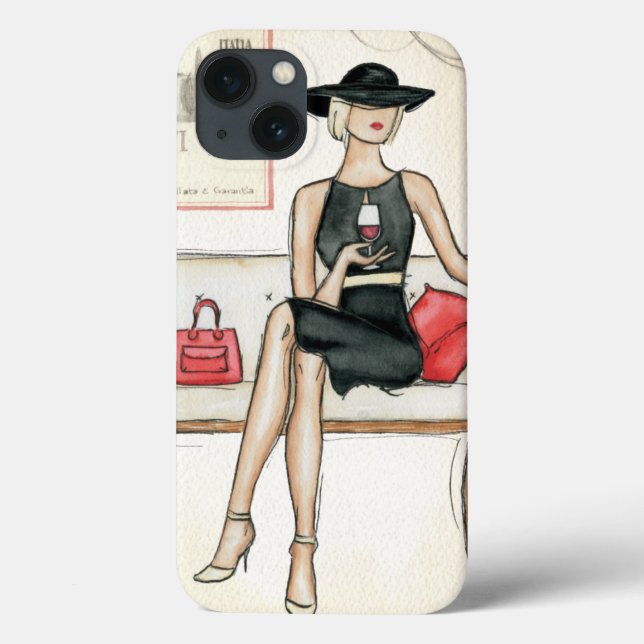 Woman Drinking Red Wine Case-Mate iPhone Case (Back)
