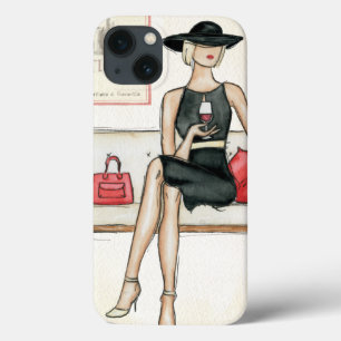 Woman Drinking Red Wine iPhone 13 Case