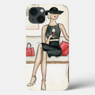 Woman Drinking Red Wine iPhone 13 Case