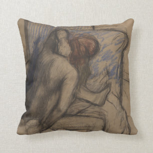 Woman Drying Her Hair Throw Pillow