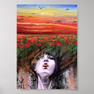Woman Earth - Nature - Original Art Painting  Poster