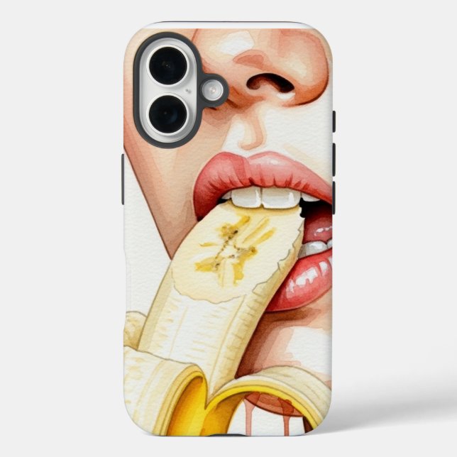 woman eating paled banana  Case-Mate iPhone case (Back)