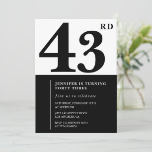 Woman Elegant 43e anniversaire invitation Noir
