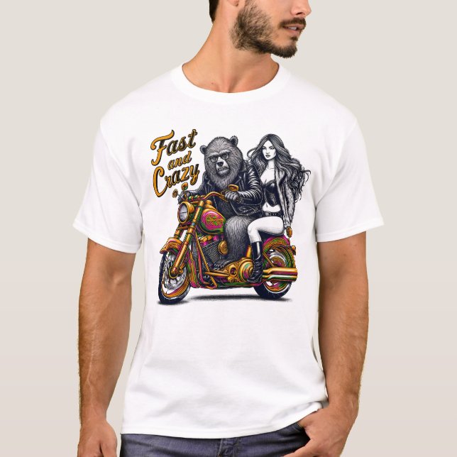 Woman Embraces Freedom on Motorcycle T-Shirt (Front)