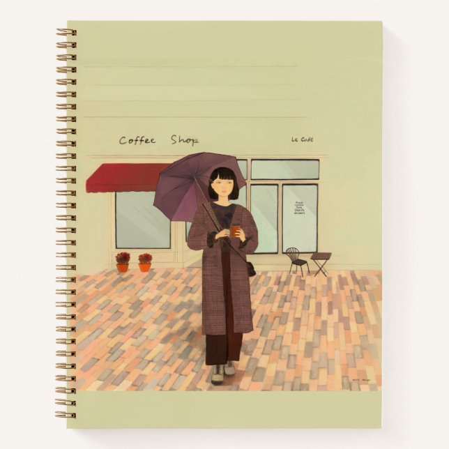 Woman enjoying a coffee drink notebook (Front)