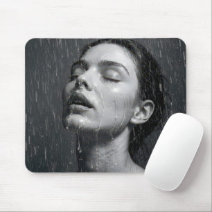 Woman Enjoying Shower Water Spray Mouse Pad
