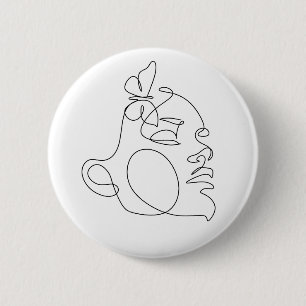 Woman Face Line Art 2 Inch Round Button