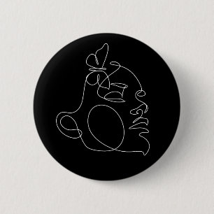 Woman Face Line Art 2 Inch Round Button