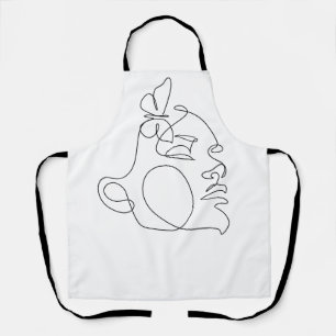 Woman Face Line Art Apron