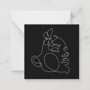 Woman Face Line Art Card