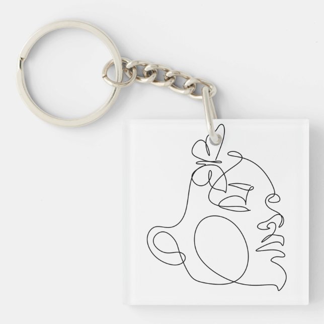 Woman Face Line Art Keychain (Front)