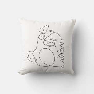 Woman Face Line Art Throw Pillow