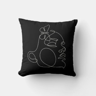 Woman Face Line Art Throw Pillow