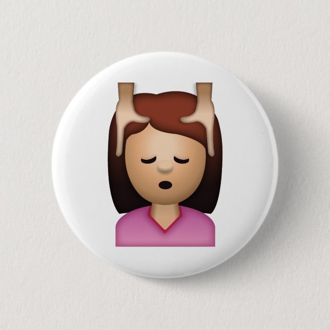 Woman Face Massage - Emoji 2 Inch Round Button (Front)