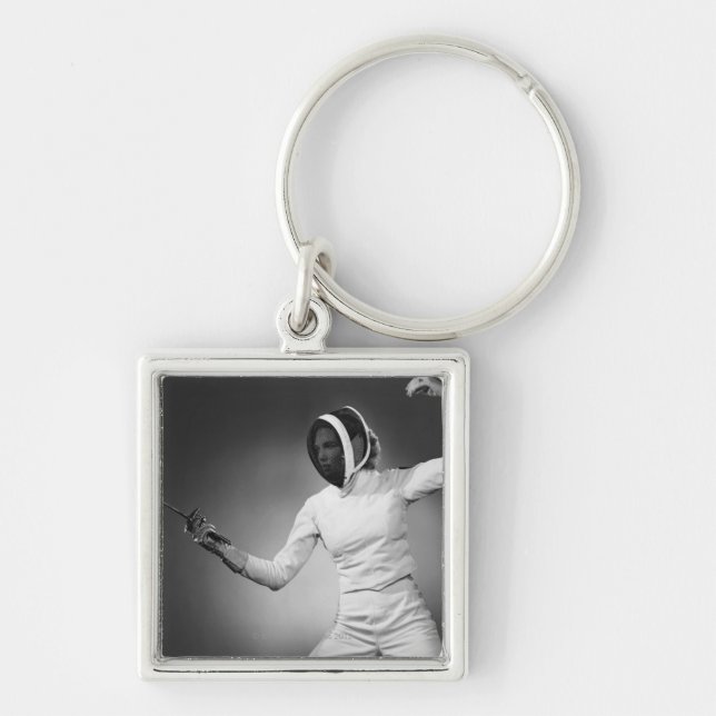 Woman Fencing Keychain (Front)