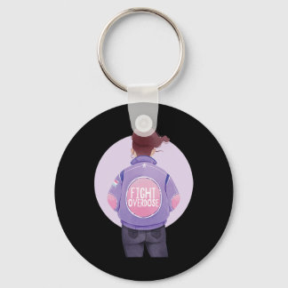 Woman Fight Overdose Purple Ribbon Overdose Awaren Keychain