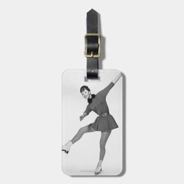 Woman Figure Skating Luggage Tag (Front Vertical)
