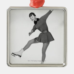 Woman Figure Skating Metal Ornament