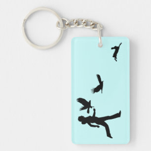 Woman Flying Harris Hawks Keychain