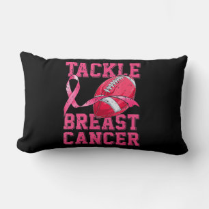 Woman Football Tackle Breast Cancer Awareness Pink Lumbar Pillow