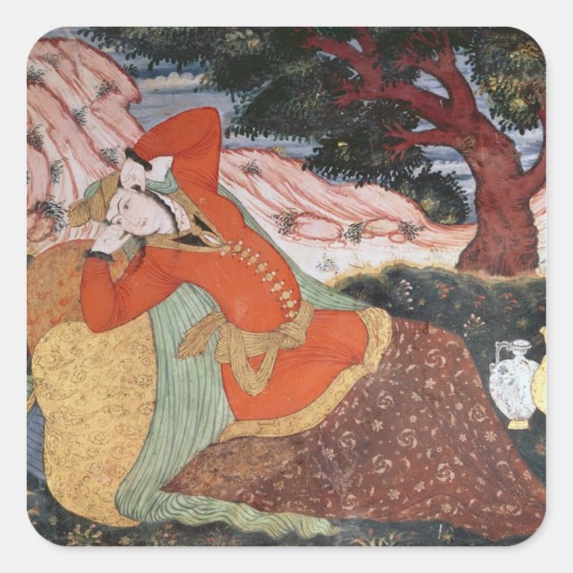Woman from the Court of Shah Abbas I, 1585-1627 Square Sticker (Front)