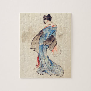 Woman Full-Length Portrait by Katsushika Hokusai Jigsaw Puzzle
