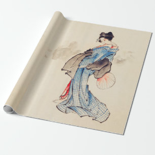 Woman Full-Length Portrait by Katsushika Hokusai Wrapping Paper