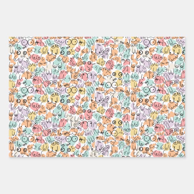 woman fun gift wrapping paper sheet (Front)