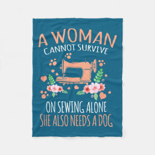 Woman Funny Sewing Quote  Fleece Blanket