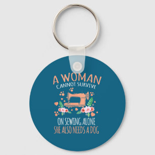 Woman Funny Sewing Quote  Keychain