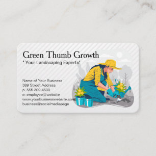 Woman Gardening   Planting Flowers Business Card