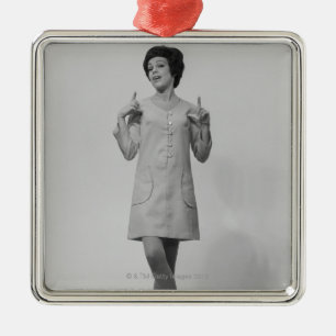 Woman Gesturing Metal Ornament
